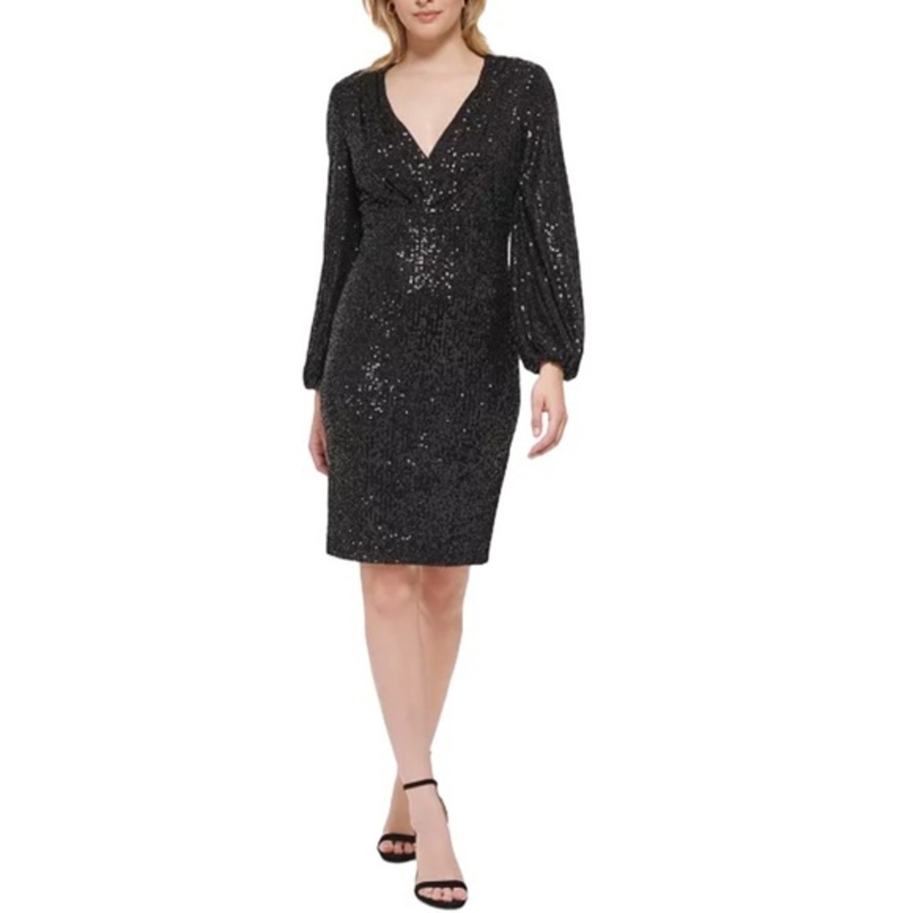 Eliza J Women's Sequined Blouson-Sleeve Dress size 12 NWT
